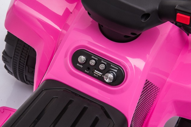 Electric QUAD MINI 6V, Pink, MP3 player with USB / AUX input, 1 X 25W Engine, 6V / 4Ah battery, func