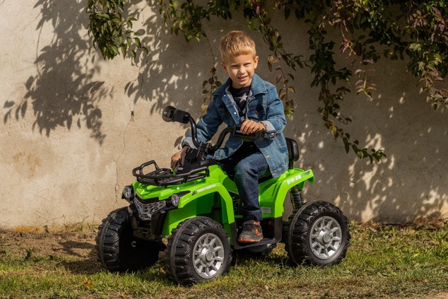 Electric QUAD SUPERPOWER 12V, green, Plastic wheels with rubber band, 2 x 45W Motor, plastic seat, s