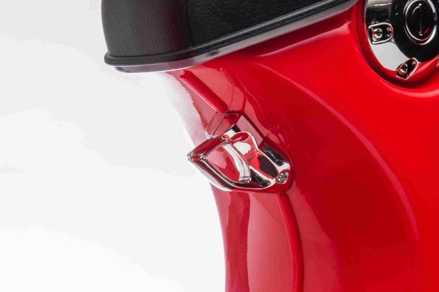 Electric ride-on Scooter Vespa 946 with reverse gear, red, Licensed, auxiliary wheels, Lithium batt