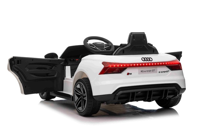 Electric Ride-on car Audi RS E-tron GT 12V, white, wide single seat, 2.4 GHz remote control, USB / A