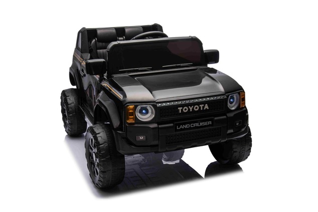 Electric ride-on car Toyota Landcruiser 12V, black, wide single seat, 2.4 GHz remote control, USB / 