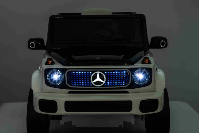Electric Ride-on car Mercedes-Benz EQG 12V, white, LED underlighted body parts, Functional front and