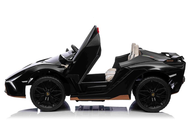Electric Ride-on car Lamborghini Sian 4X4, black, 12V, 2.4 GHz remote control, USB / AUX Input, Blue
