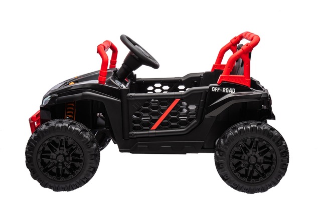 Electric ride-on car UTV Small 12V, black, Rear wheel drive, 12V battery, Plastic wheels, Wide doubl