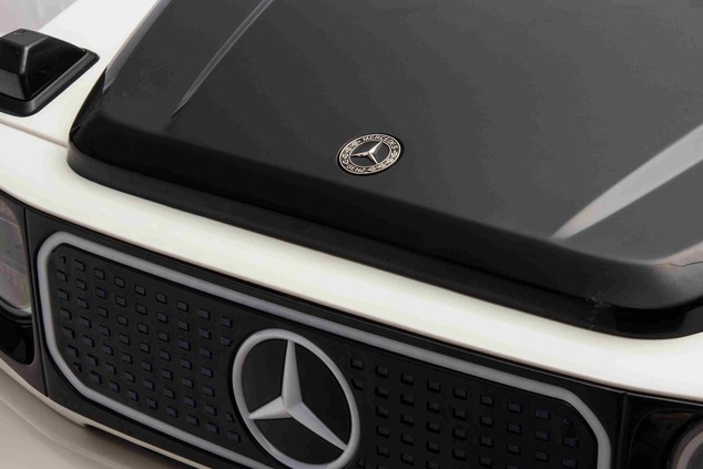 Electric Ride-on car Mercedes-Benz EQG 12V, white, LED underlighted body parts, Functional front and