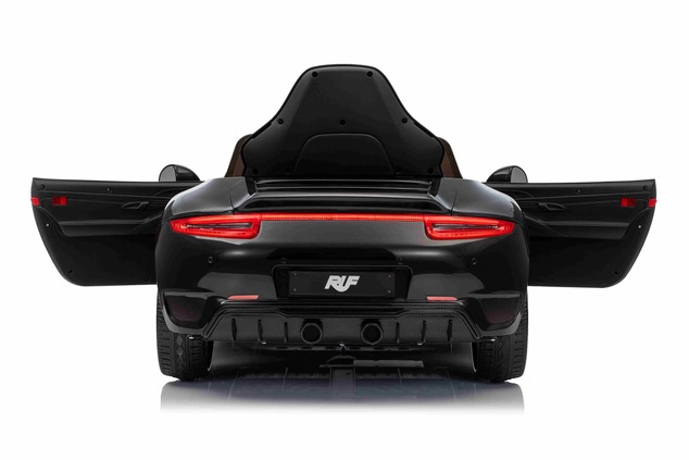 Electric Ride-on car RUF GT 12V, black, Opening doors, 2.4 GHz remote control, LED lights front and 