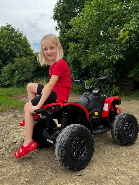Can-am Renegade electric Ride-on quad, green, single seater, front and rear suspension, LED lights, 