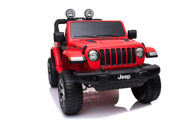Electric Ride-On JEEP Wrangler, Red, Double Leather Seat, Radio with Bluetooth and USB Input, 4x4 Dr