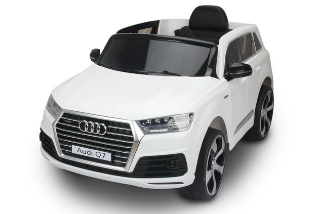 Auto elettrica per bambini Audi Q7 Quattro, Bianco, con licenza ufficiale, a batteria, porte apribil