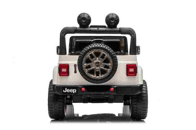 JEEP Wrangler elektrické autíčko pro děti, Bílá, Dvoumístné kožené sedadlo, Rádio s Bluetooth a USB vstupem, 4x4 | Beneo Motors