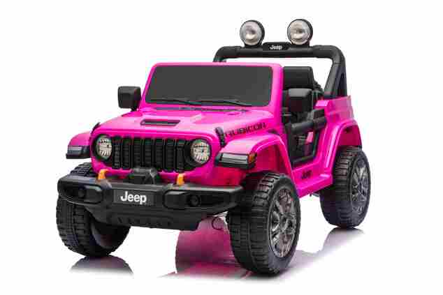 JEEP Wrangler elektrické autíčko pro děti, Růžová, Dvoumístné kožené sedadlo, Rádio s Bluetooth a USB vstupem, 4x4 | D