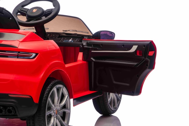 Auto elettrica per bambini Porsche Cayenne 12V con trazione posteriore - con licenza (1 posto), ross