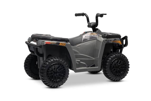 Licensed electric Ride-on quad Arctic Cat 12V with rear wheel drive, grey, LED lights, Lithium batte