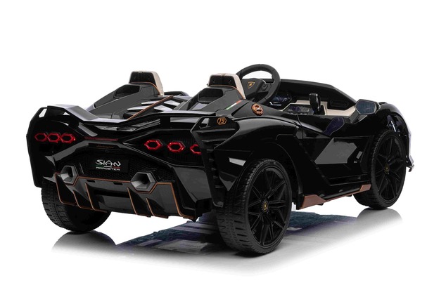 Electric Ride-on car Lamborghini Sian 4X4, black, 12V, 2.4 GHz remote control, USB / AUX Input, Blue