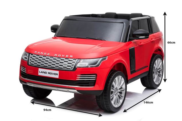 Electric Ride-On Range Rover, Red, Double Leather Seat, LCD Display with USB Input, 4x4 Drive, 2x 12