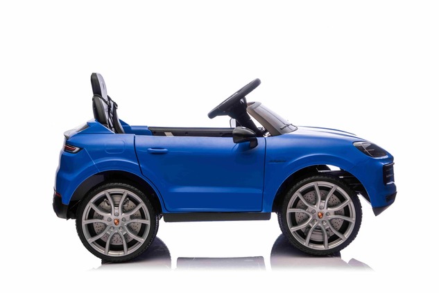 Auto elettrica per bambini Porsche Cayenne 12V con trazione posteriore - con licenza (1 posto), blu,