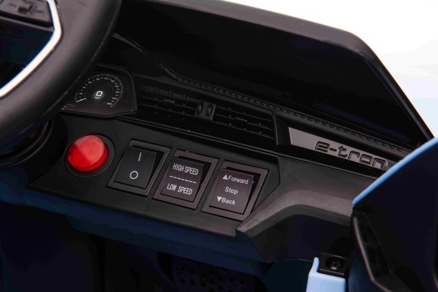 Electric Ride-on car Audi E-tron Sportback 12V, blue, wide single seat with three-point seat belt, 2