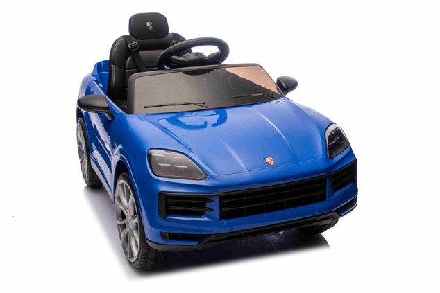 Auto elettrica per bambini Porsche Cayenne 12V con trazione posteriore - con licenza (1 posto), blu,