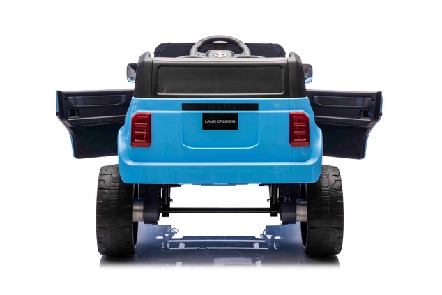 Electric ride-on car Toyota Landcruiser 12V, blue, wide single seat, 2.4 GHz remote control, USB / A