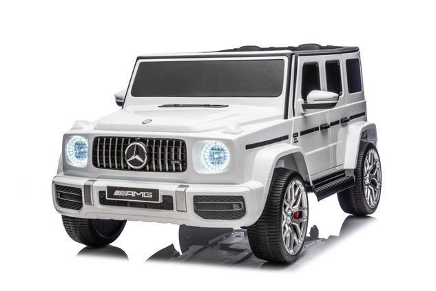 Electric Ride-on car Mercedes-Benz G63 AMG 4x4 Two-seater 24V, white, MP3 Player with USB/AUX and Bl