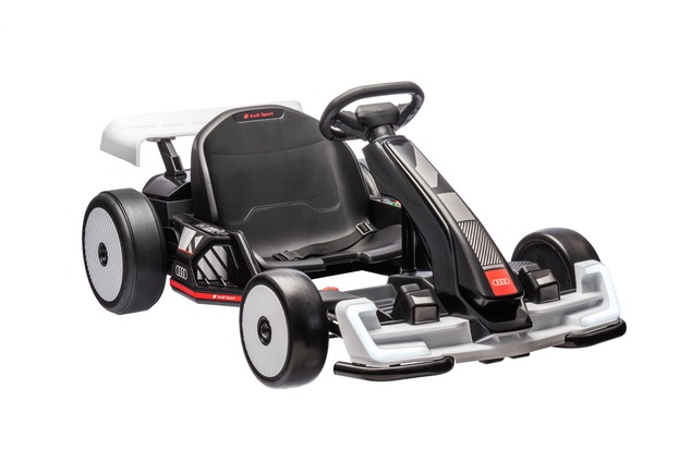 Licensed ride-on Drift Kart AUDI 24V, white, LED lights, 2 x 150W Motor, Drift mode with a speed of 