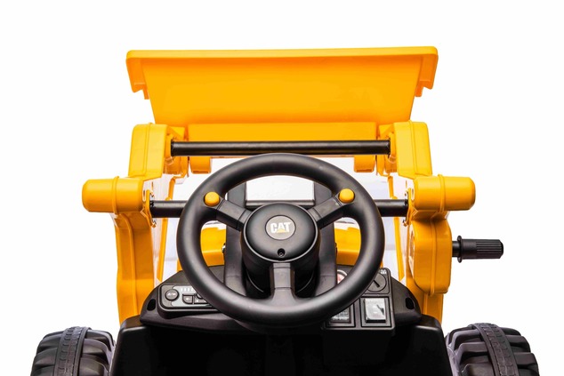 Licensed Caterpillar Electric Excavator with Slope Bucket, Single Seat, Yellow, USB Input on MP3 Pla