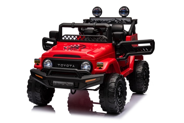 Toyota FJ Cruiser elektrické autíčko pre deti s pohonom zadných kolies, Červená, 12V akumulátor, vysoký podvozok, široké sedadlo
