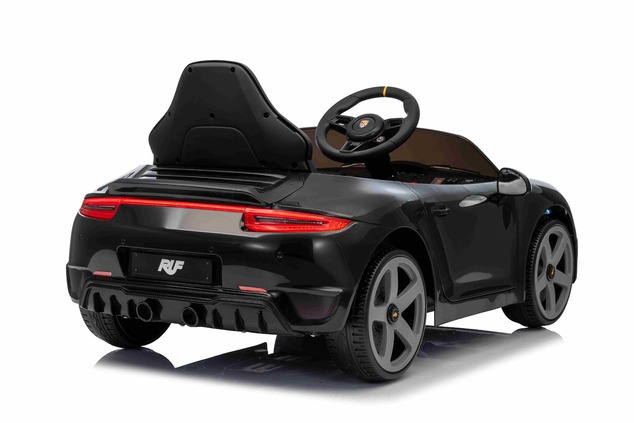 Electric Ride-on car RUF GT 12V, black, Opening doors, 2.4 GHz remote control, LED lights front and 
