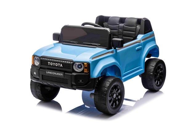 Electric ride-on car Toyota Landcruiser 12V, blue, wide single seat, 2.4 GHz remote control, USB / A