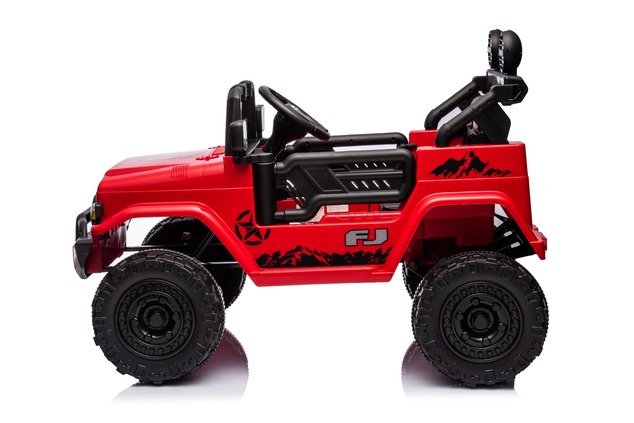 Toyota FJ Cruiser elektrické autíčko pre deti s pohonom zadných kolies, Červená, 12V akumulátor, vysoký podvozok, široké sedadlo