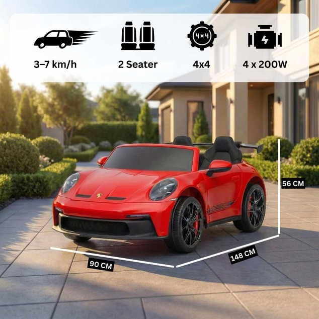 Porsche 911 GT3 macchina elettrica per bambini 24V 4x4 | con licenza | Beneo Motors | 2 posti | Batt