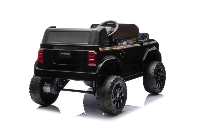 Electric ride-on car Toyota Landcruiser 12V, black, wide single seat, 2.4 GHz remote control, USB / 
