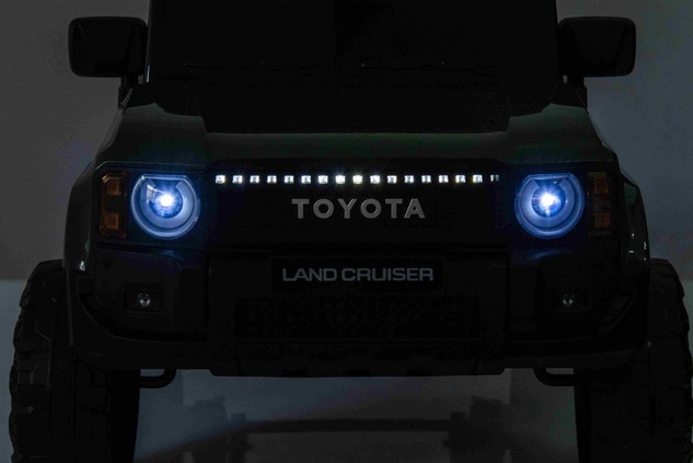 Electric ride-on car Toyota Landcruiser 12V, military green, wide single seat, 2.4 GHz remote contro