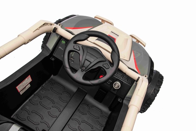 Electric Ride-on car Kawasaki TERYX KRX 1000 12V, khaki, single seat, rear axle suspension, 2.4 Ghz 