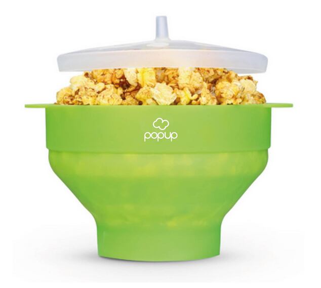 Richard Bergendi PoPuP Microwave Popcorn Popper with Convenient Handles, Silicone Popcorn Maker, Col