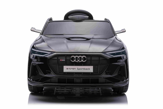 Electric Ride-on car Audi E-tron Sportback 12V, black, wide single seat with three-point seat belt, 