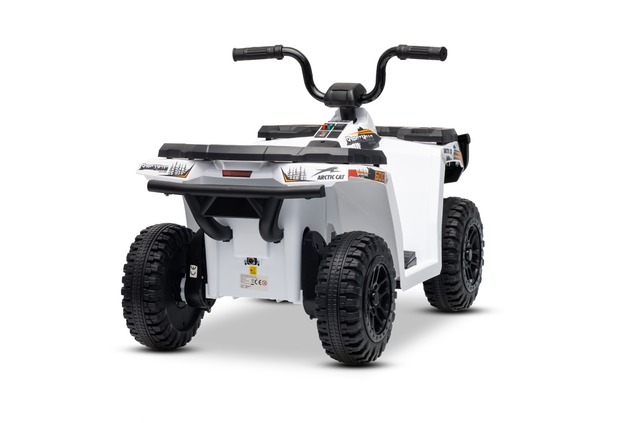 Licensed electric Ride-on quad Arctic Cat 12V with rear wheel drive, white, LED lights, Lithium batt