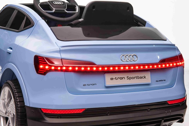 Electric Ride-on car Audi E-tron Sportback 12V, blue, wide single seat with three-point seat belt, 2