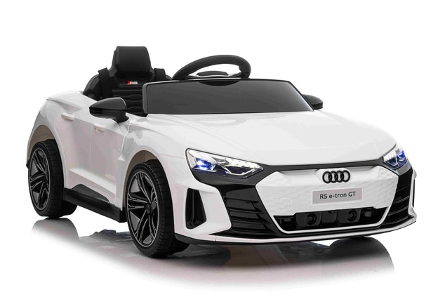 Electric Ride-on car Audi RS E-tron GT 12V, white, wide single seat, 2.4 GHz remote control, USB / A
