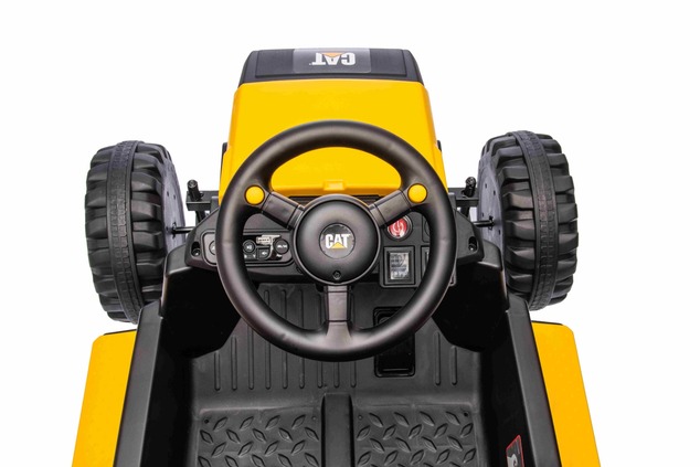 Licensed Caterpillar Electric Excavator, Single Seat, Yellow, USB Input on MP3 Player, Rear Drive wi