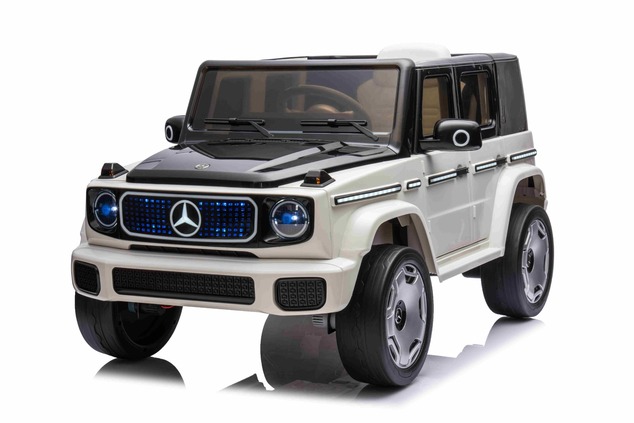 Electric Ride-on car Mercedes-Benz EQG 12V, white, LED underlighted body parts, Functional front and