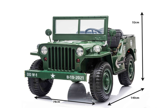 Electric ride-on USA ARMY-car, Green, 4X4,Three-seated, MP3 Player with USB / SD input, All wheel su