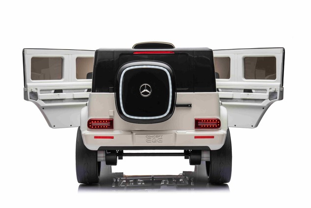 Electric Ride-on car Mercedes-Benz EQG 12V, white, LED underlighted body parts, Functional front and