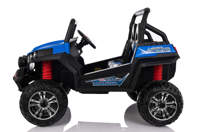 Electric Ride-On Toy Car RSX Blue - 2.4Ghz, 2x12V, 4 X MOTOR, remote control, two-seats in leather, 