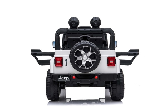 Electric Ride-On JEEP Wrangler, White, Double Leather Seat, Radio with Bluetooth and USB Input, 4x4 