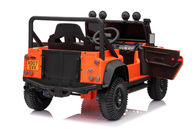 Electric Ride-on car Land Rover Defender 110 SVX 12V, orange, 4X4 drive, LED lights, front and rear 