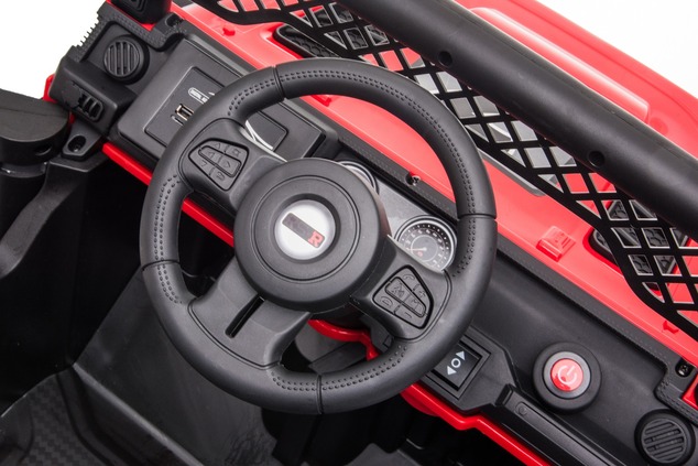 All Ride electric car with rear-wheel drive, red, 12V battery, High chassis, wide seat, Suspension o