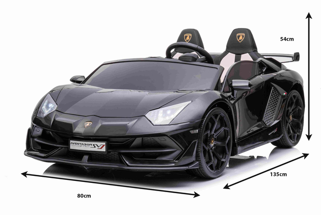 Electric Ride on Car Lamborghini Aventador 12V for two users, Black, Vertical opening doors, 2 x 12V