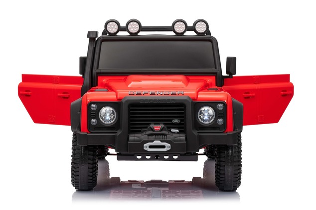 Electric Ride-on car Land Rover Defender 110 SVX 12V, red, 4X4 drive, LED lights, front and rear whe
