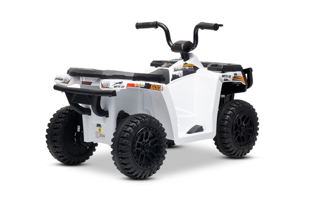 Licensed electric Ride-on quad Arctic Cat 12V with rear wheel drive, white, LED lights, Lithium batt